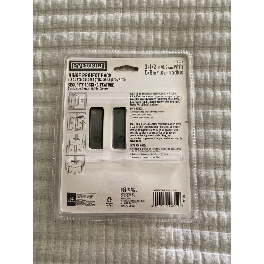 Everbilt 3-1/2 Oil-Rubbed Bronze 5/8 in Security Door Hinges 3-PK NEW - Picture 2 of 2